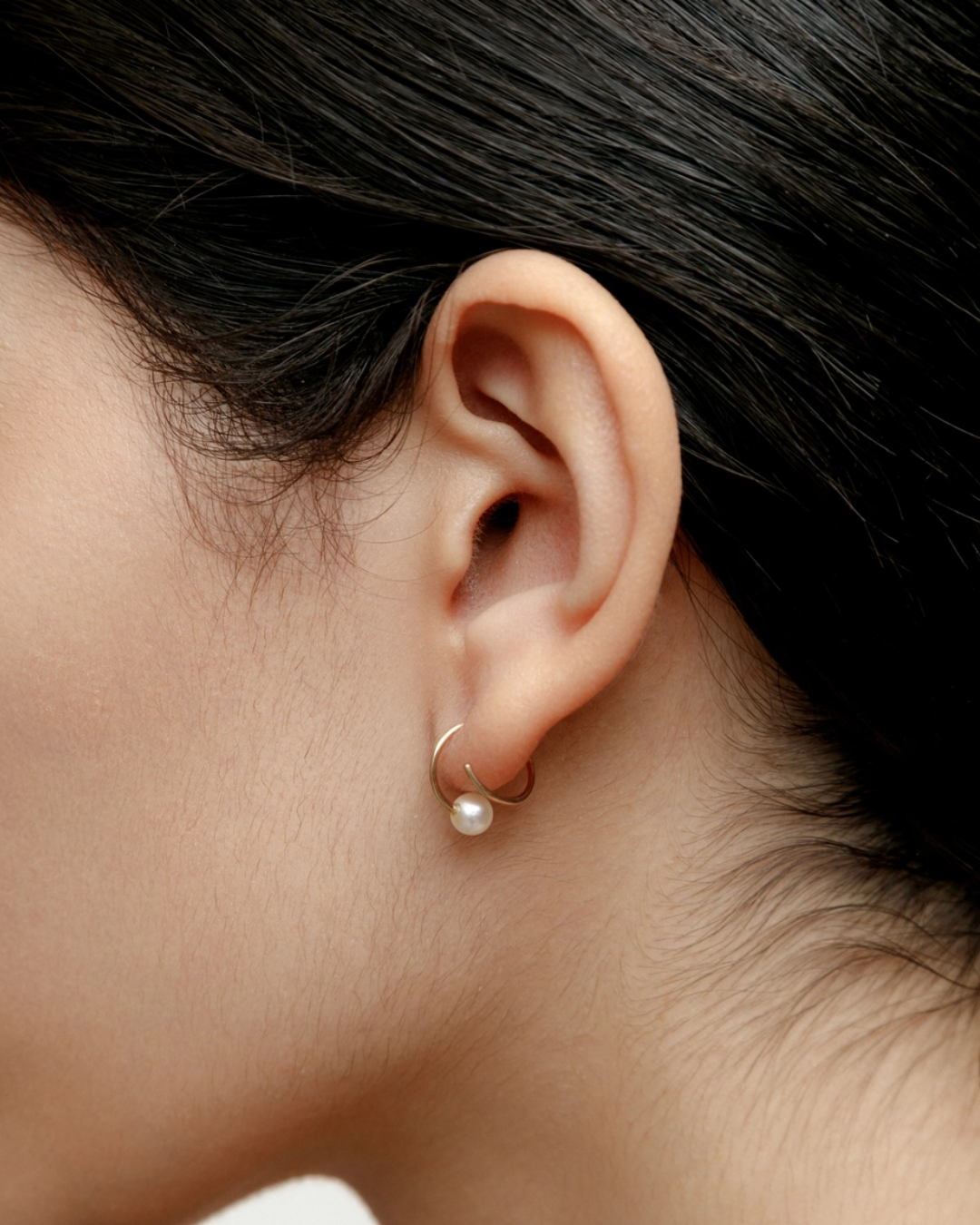 White Pearl Swirl Studs (gold or silver)