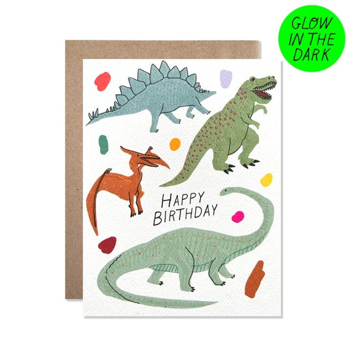 Glow in The Dark Dinosaur Birthday Card