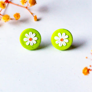 Green Mini Daisy Stud Earrings
