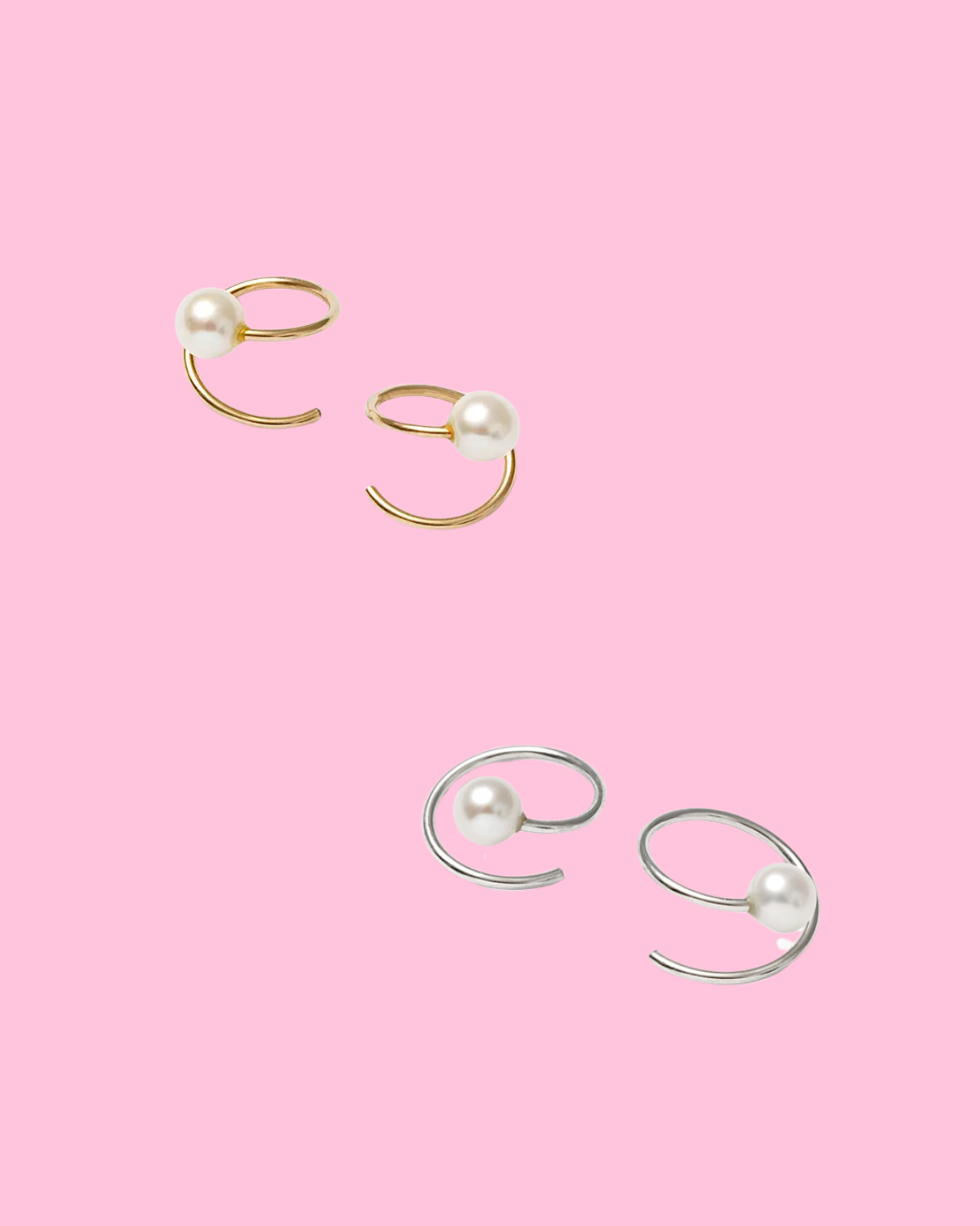 White Pearl Swirl Studs (gold or silver)