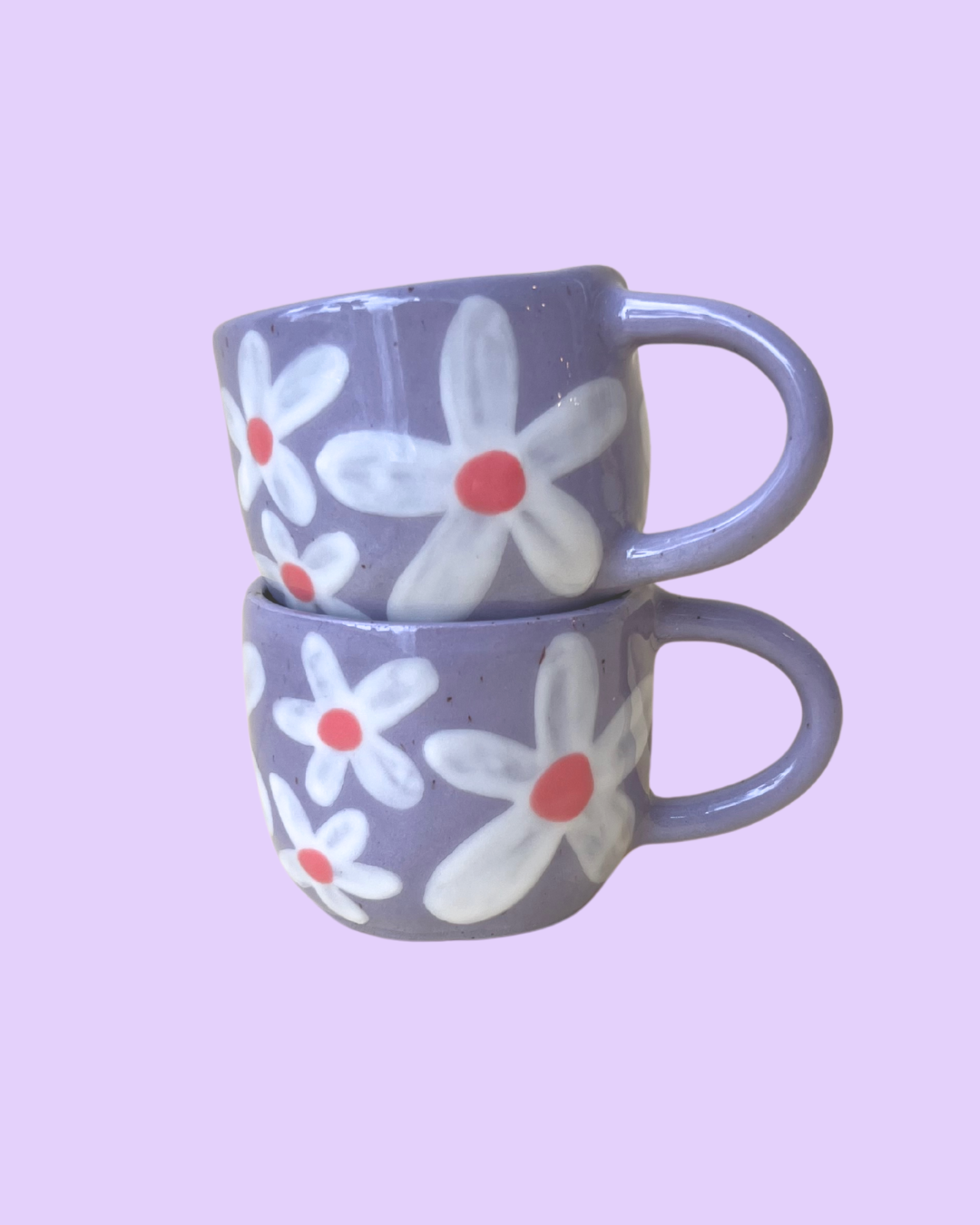 Lavender with White Daisies! Ceramic Mugs