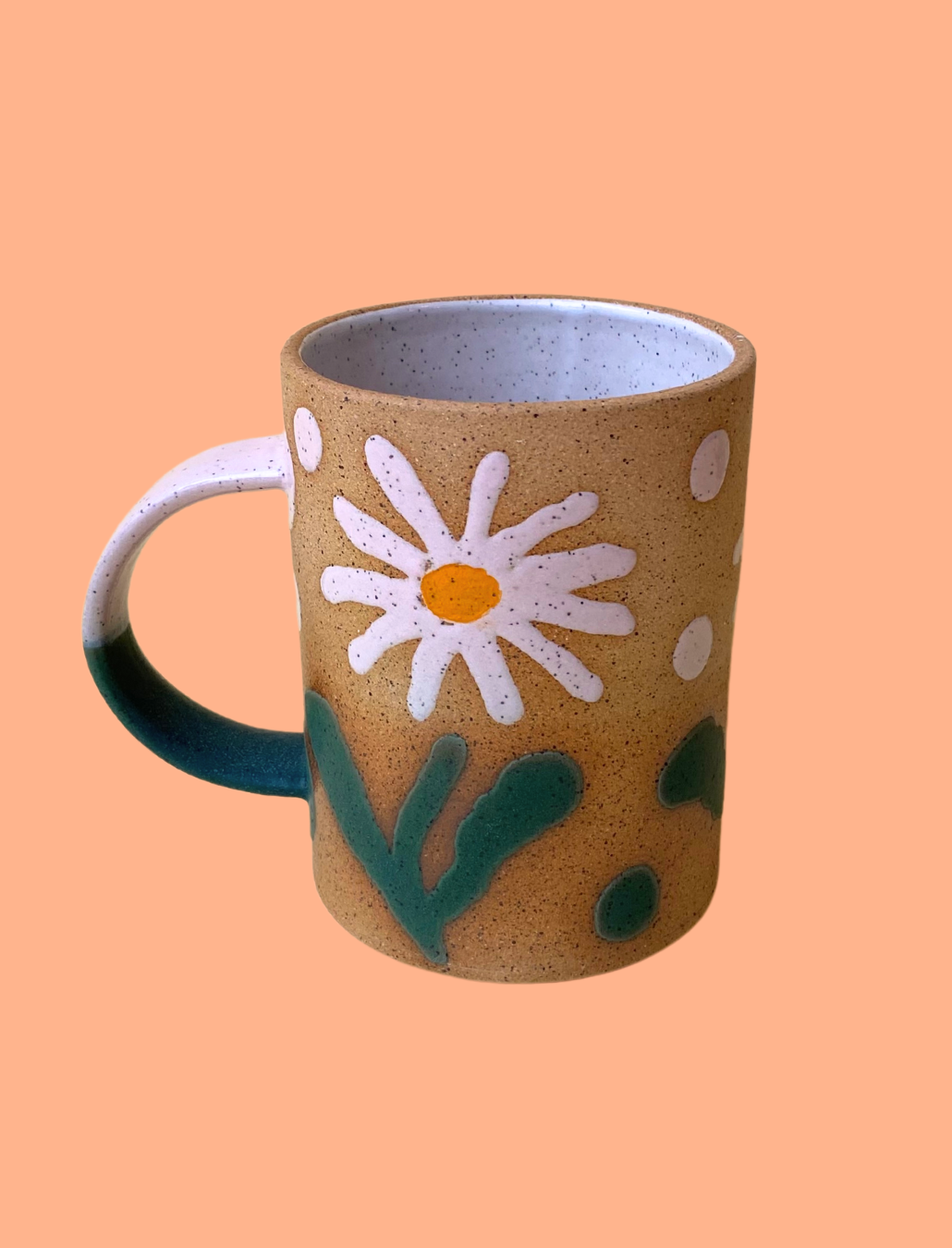 Hand painted Glaze Etched Floral Mug