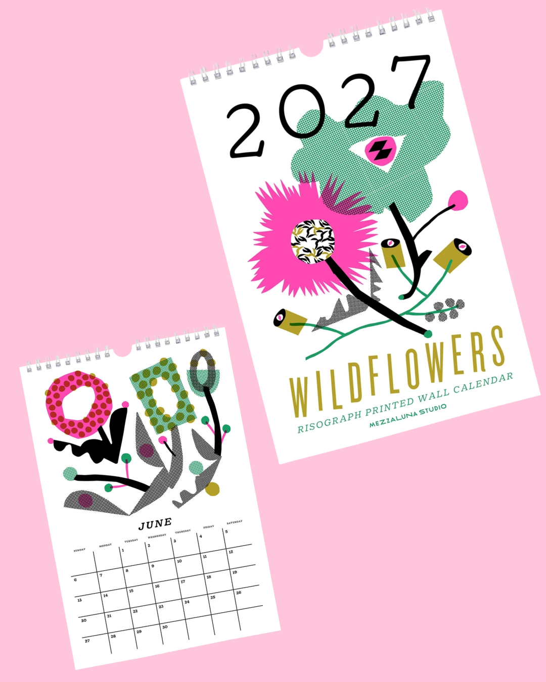 2027 Wild Flowers Modern Risograph Wall Calendar