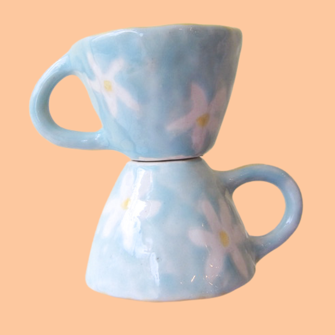 Blue Floral Mugs