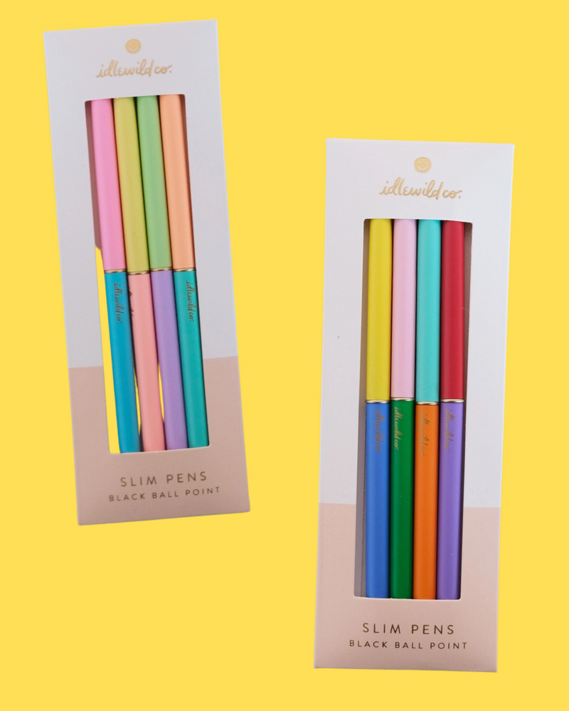 Colourful Duo Toned Slim Pen Set (Black Ink)