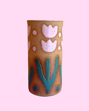 Painted Tulip Ceramic Vase