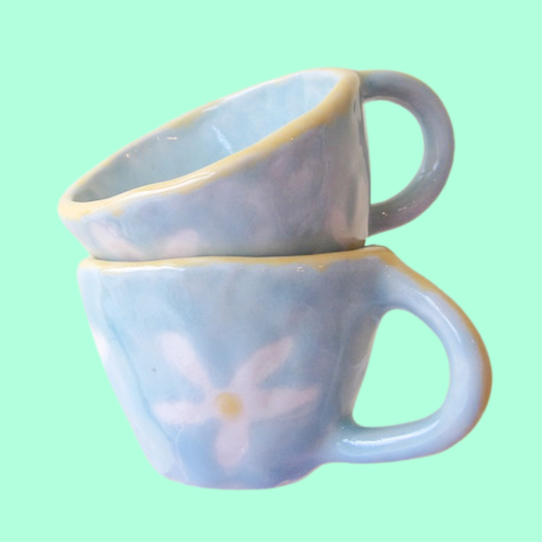 Blue Floral Mugs