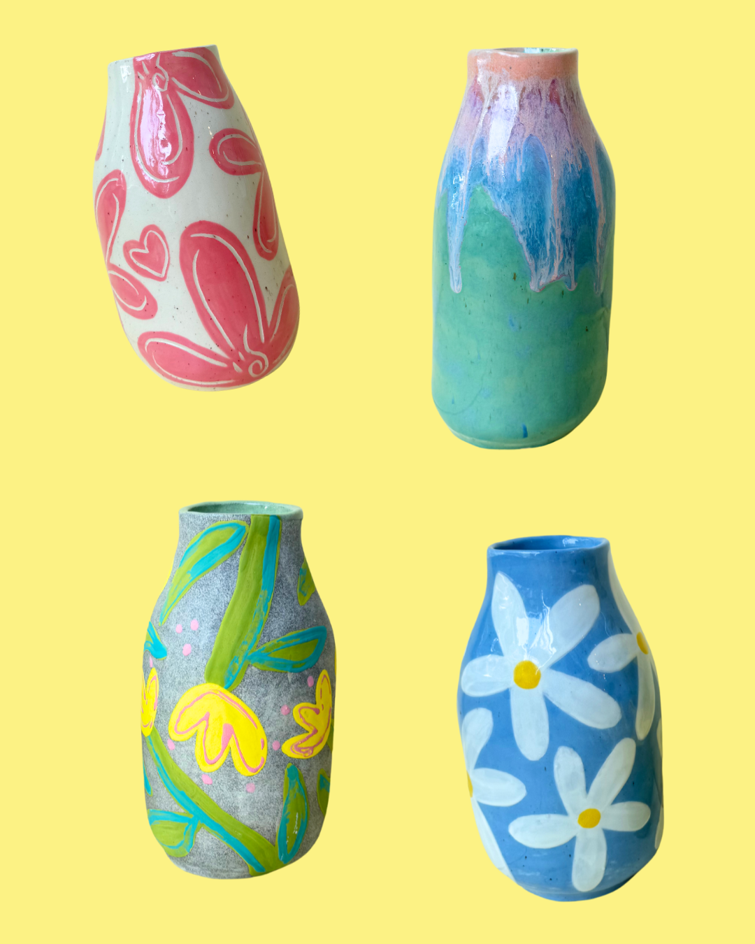 Large Hand-painted Ceramic Vases