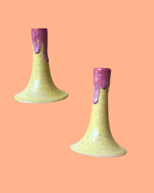 Tall Hand-painted Ceramic Candle Holder