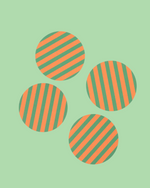 Green + Orange Striped Coasters | Set of Four