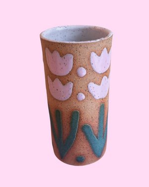 Painted Tulip Ceramic Vase