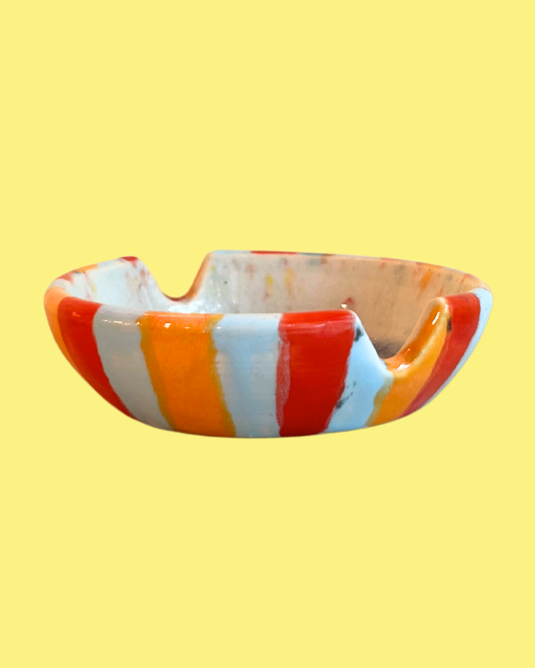 Striped Hand-painted Ceramic Ashtrays