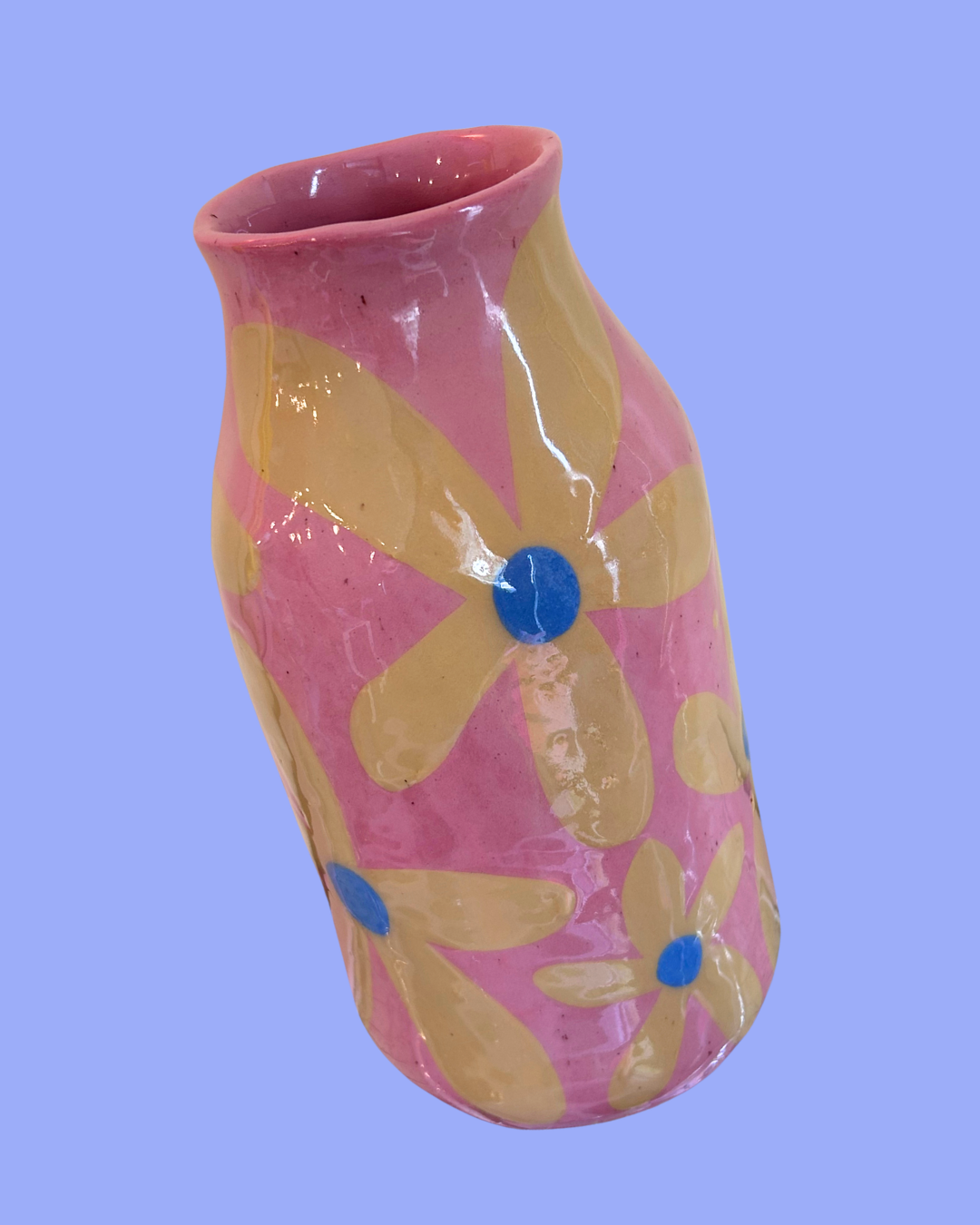 Large Hand-Painted Ceramic Vase