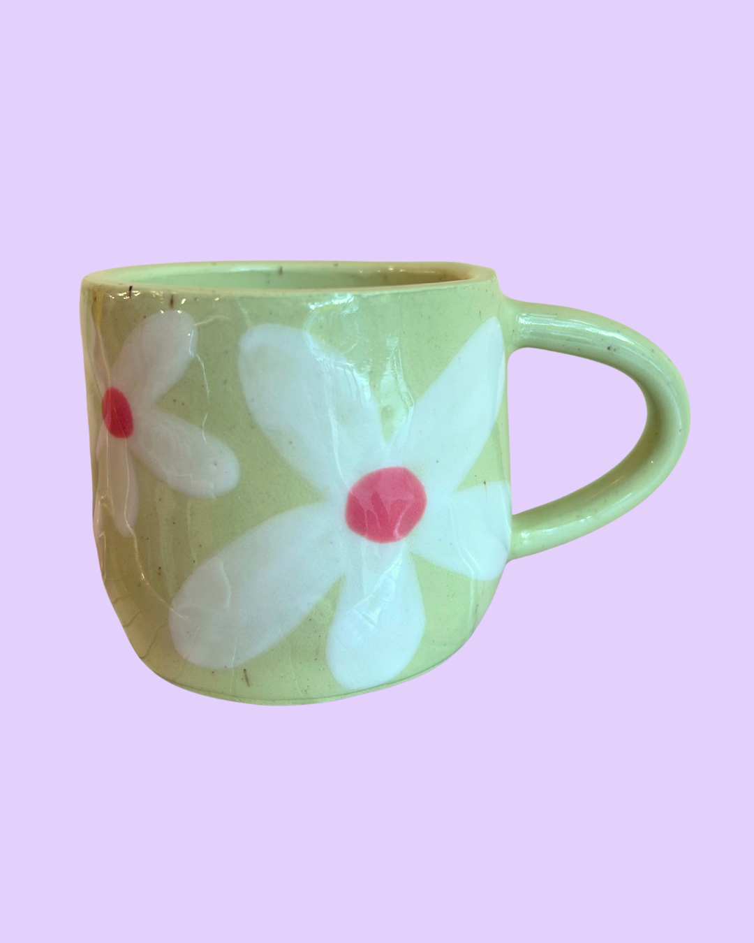 Pistachio with White Daisies Ceramic Mug