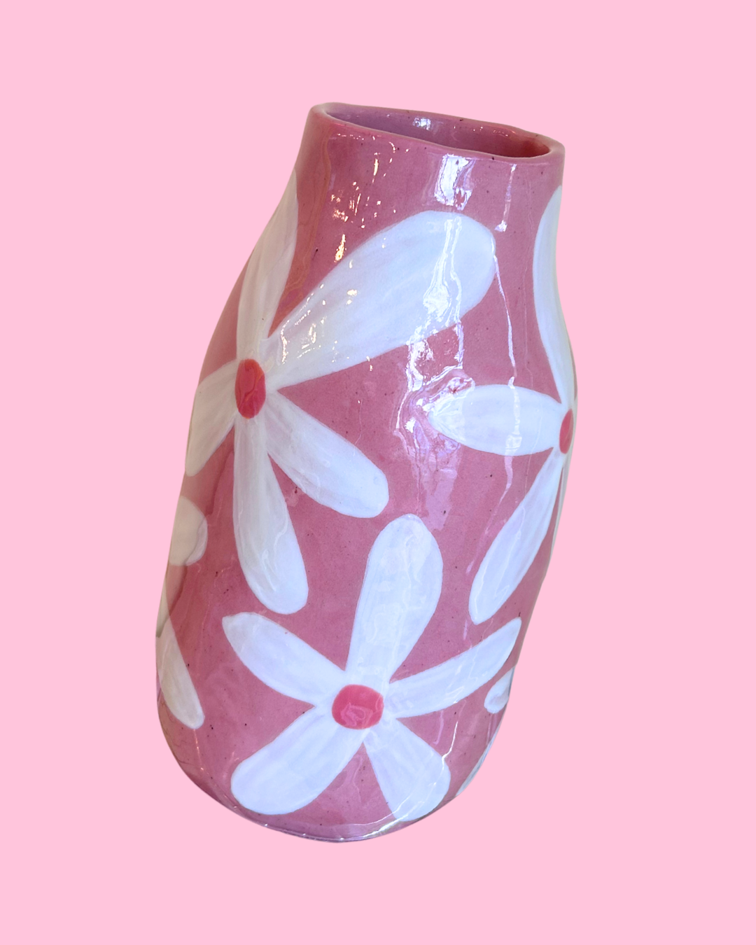 Large Hand-Painted Ceramic Vase