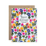 Blue and Pink Garden Birthday Card