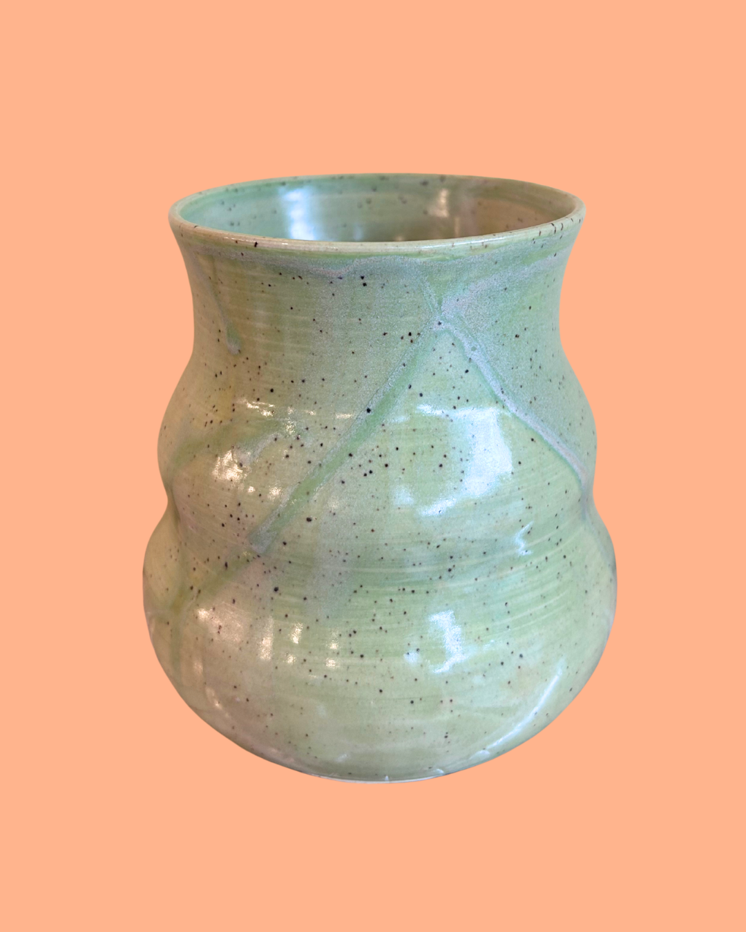 Speckled Green Ceramic Vase