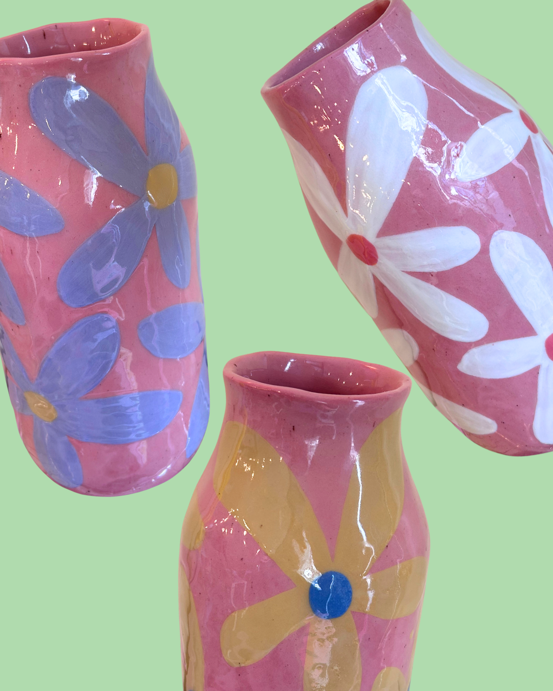 Large Hand-Painted Ceramic Vase