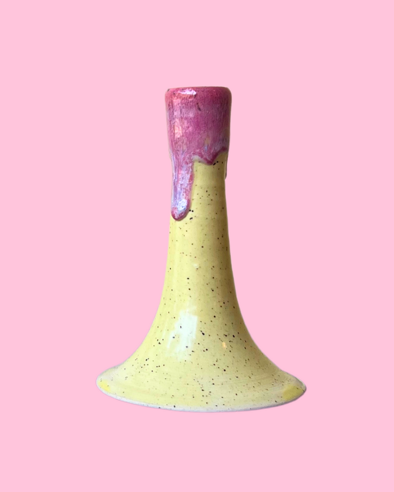 Tall Hand-painted Ceramic Candle Holder