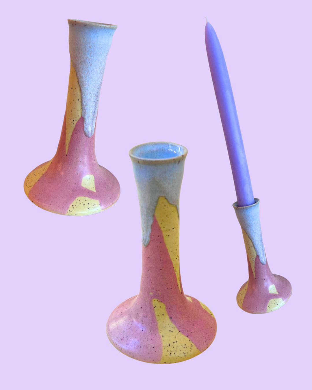 Tall Hand-painted Ceramic Candle Holder