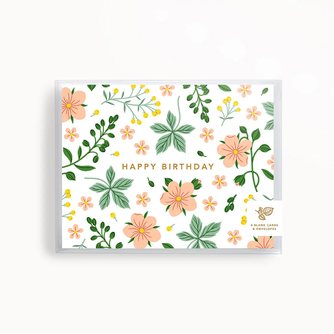 Wild Garden Happy Birthday Card | Boxed Set of 8