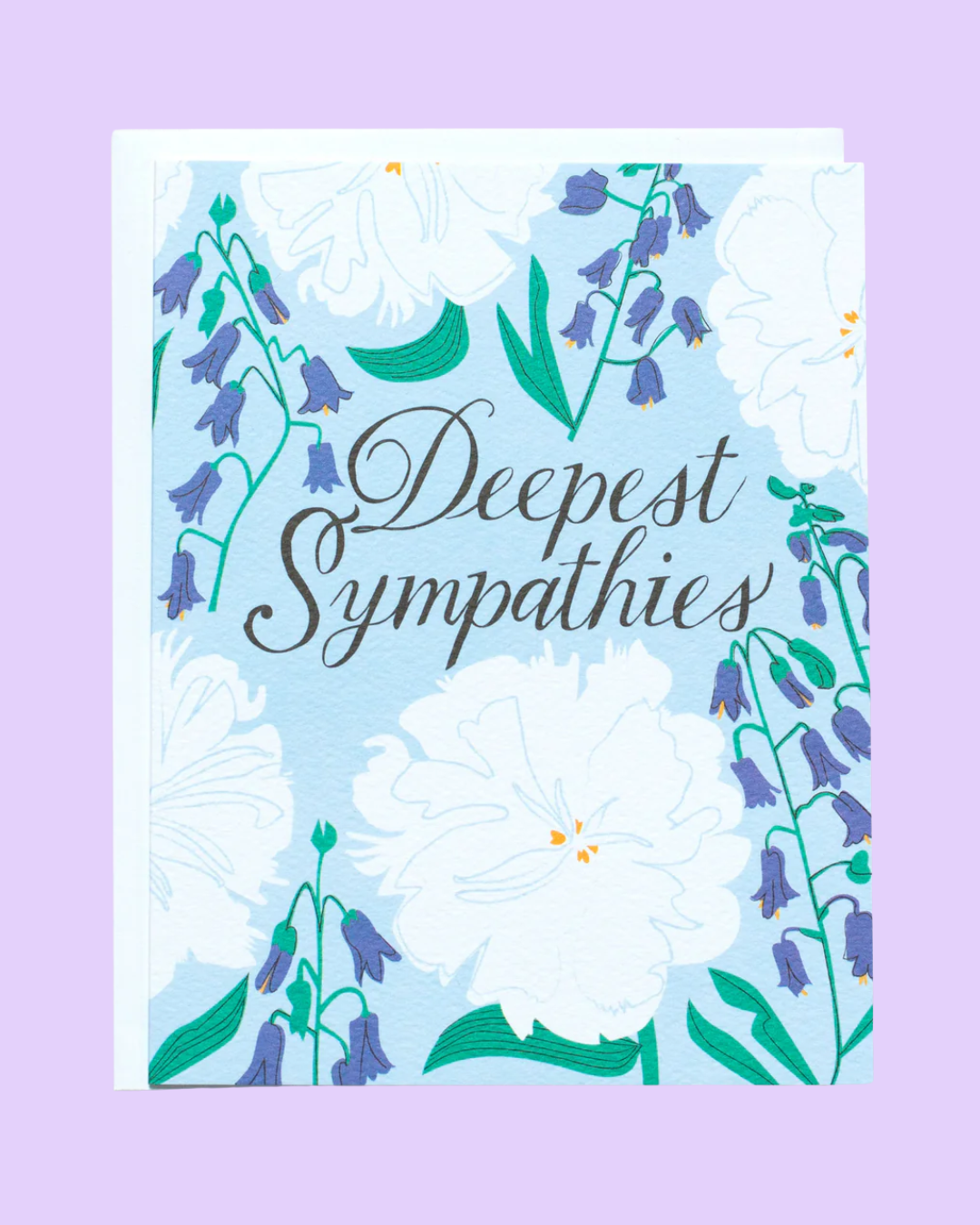 White & Blue Floral Condolence Card