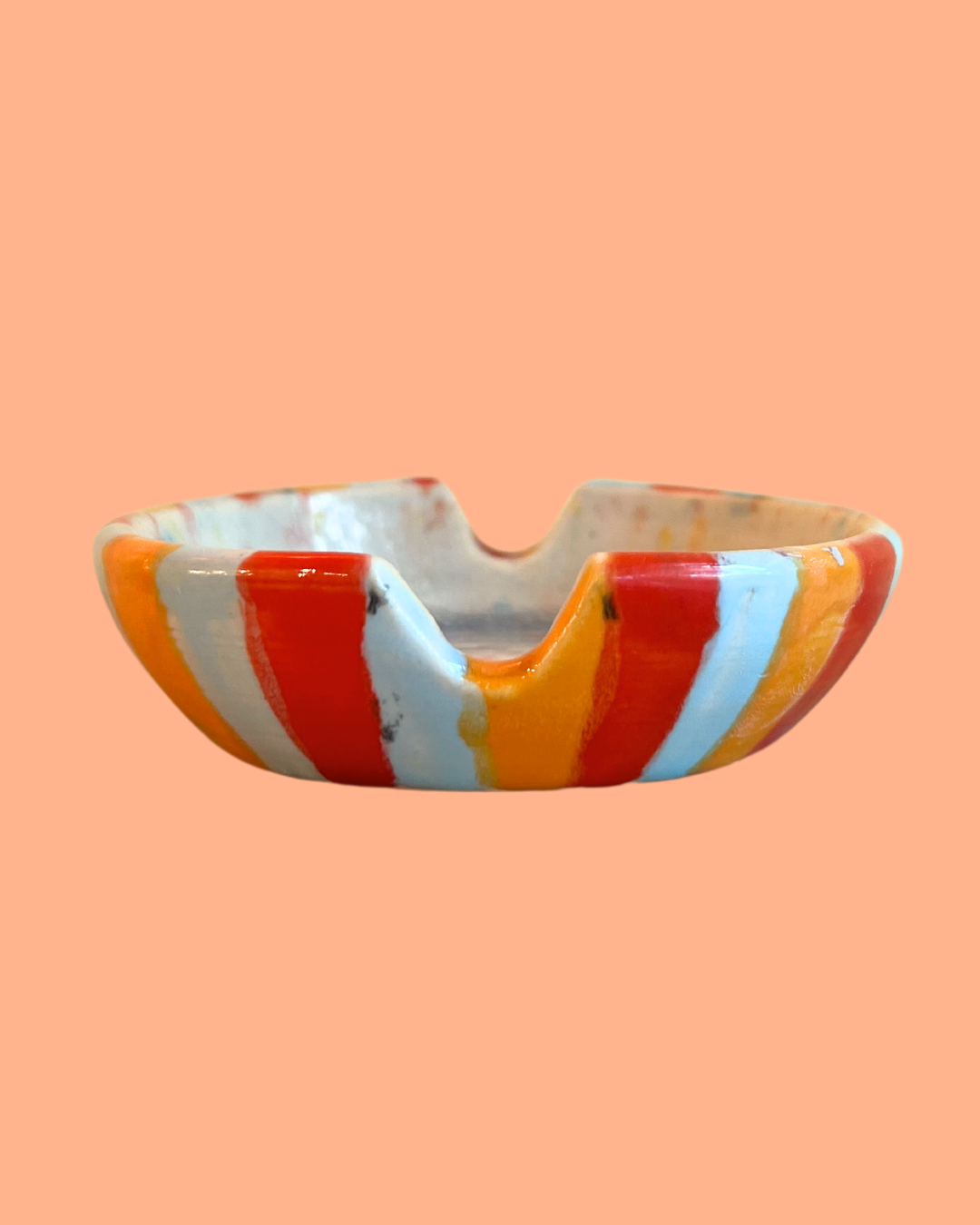 Striped Hand-painted Ceramic Ashtrays