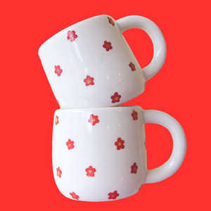 Red Floral Ceramic Mug