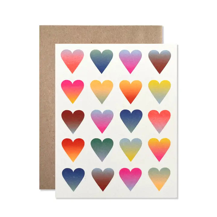 Neon Gradient Hearts Card