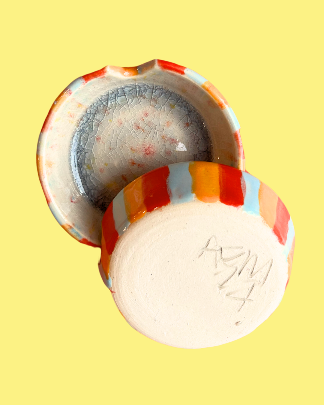 Striped Hand-painted Ceramic Ashtrays