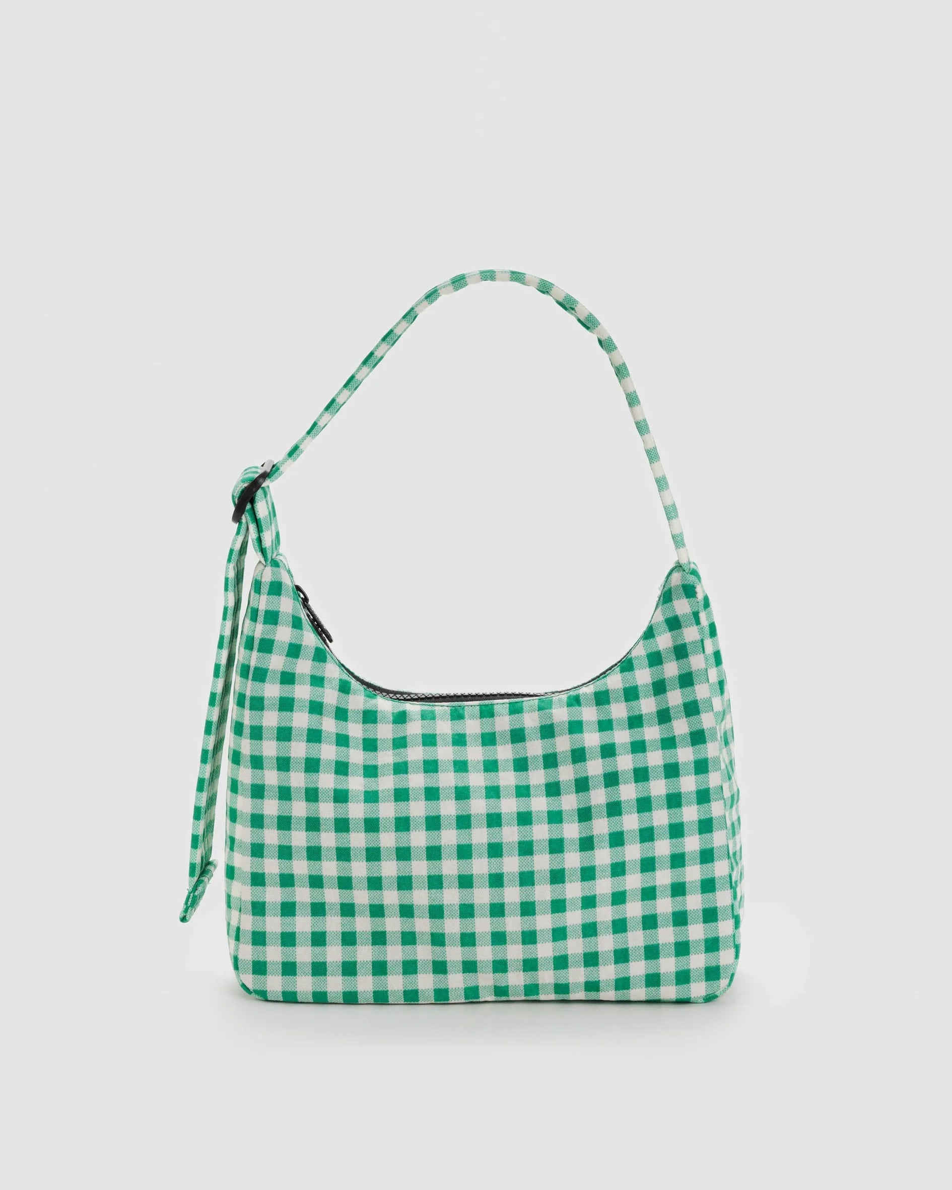 Green Gingham Mini Nylon Shoulder Bag