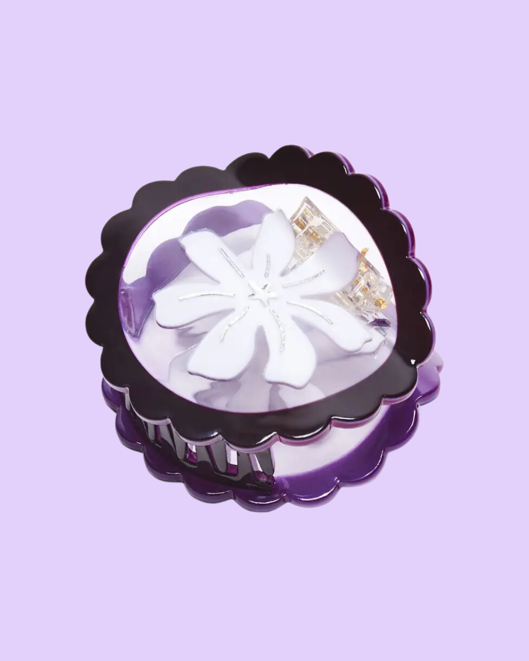 Round White Flower Hair Clip