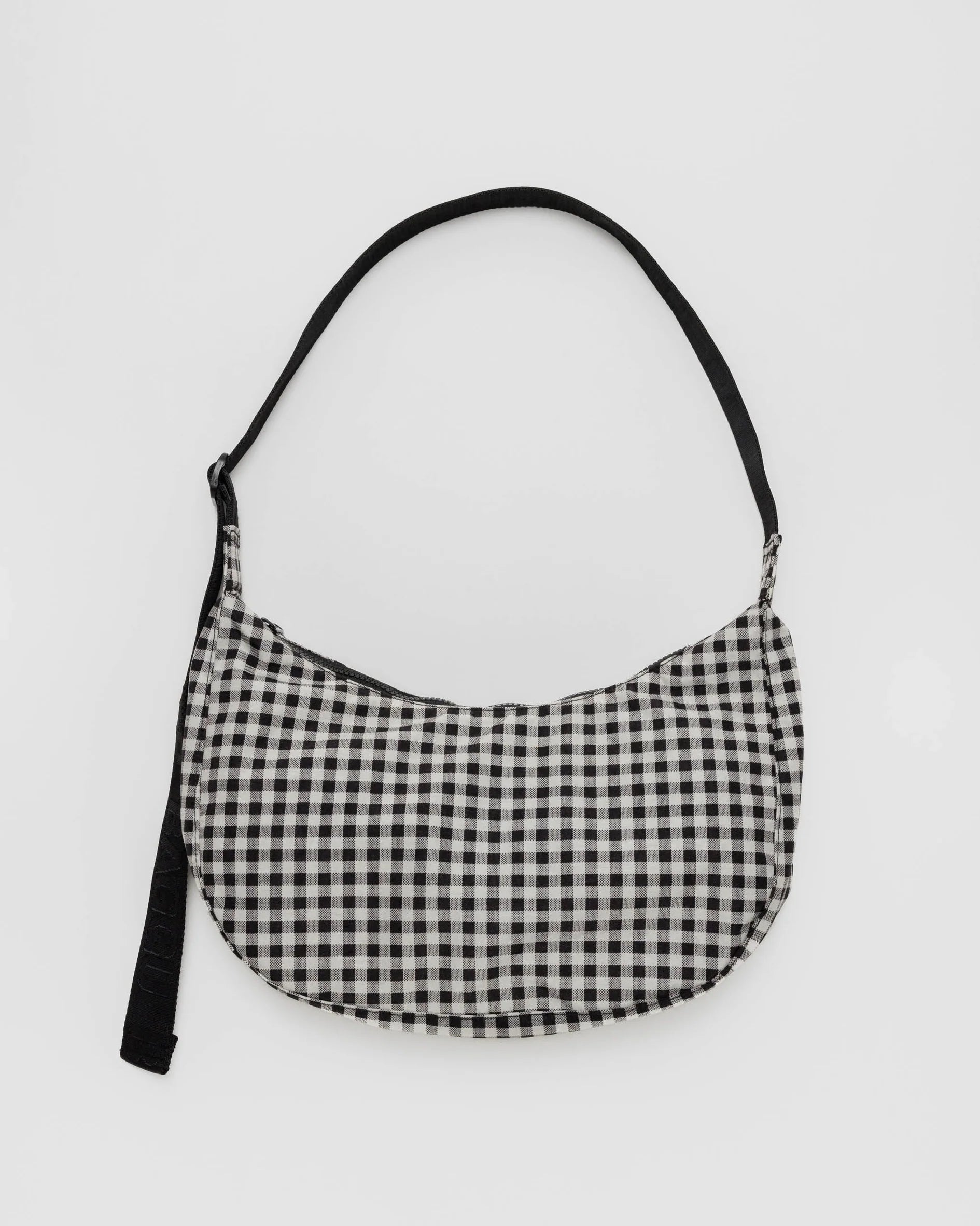 Medium Crescent Bag- Black + White Gingham