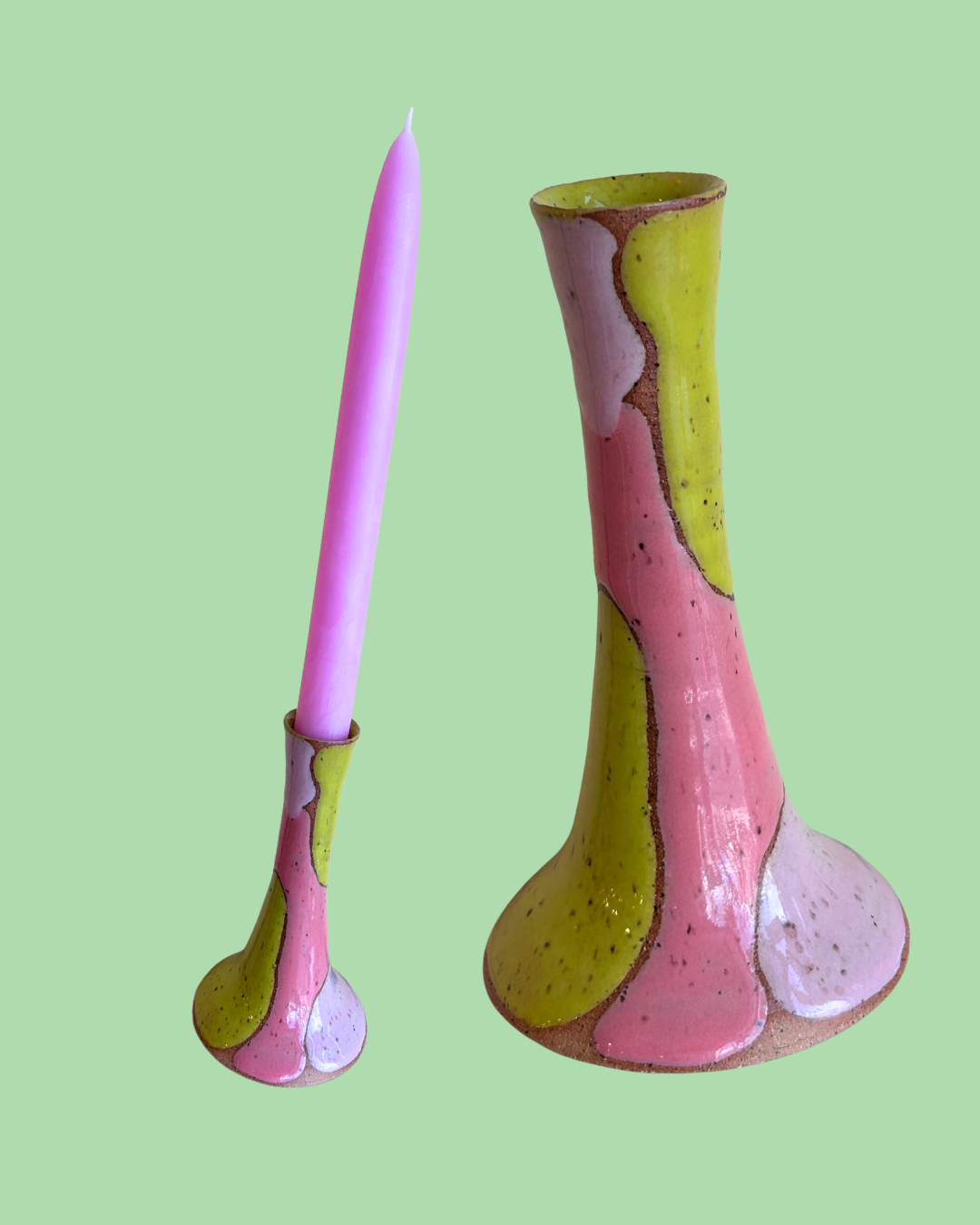 Tall Hand-painted Ceramic Candle Holder