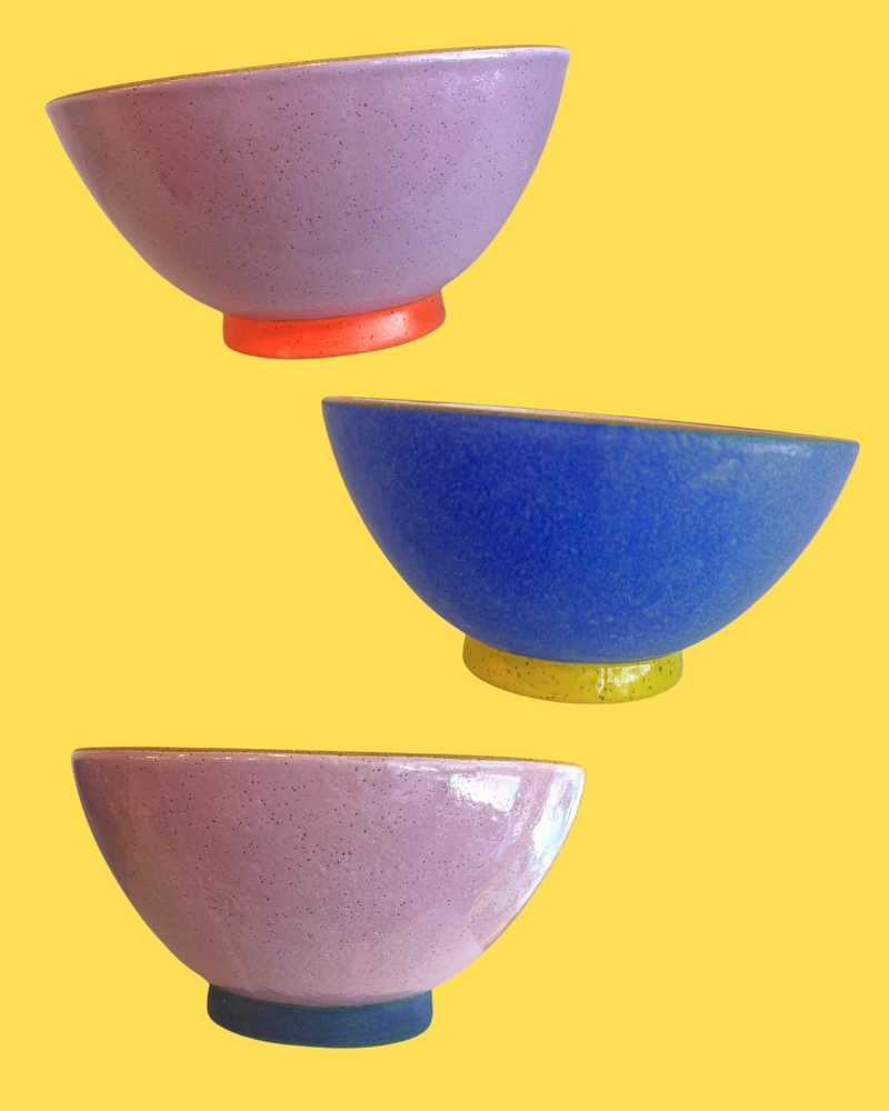 Large Colourful Two Toned Ceramic Bowls