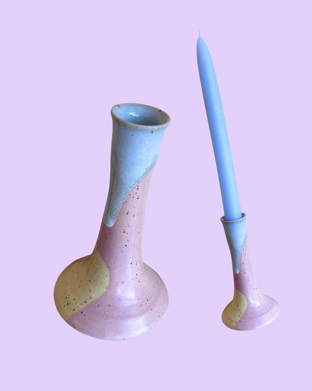 Tall Hand-painted Ceramic Candle Holder