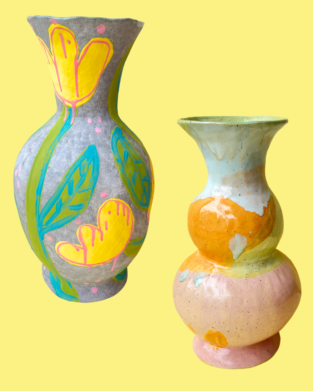 Statement Hand-painted Ceramic Vases