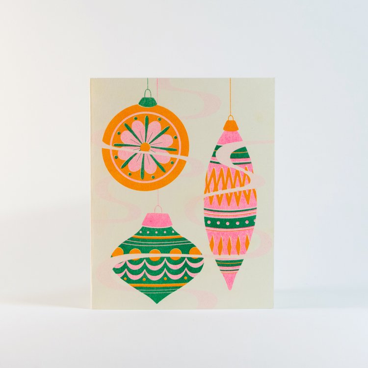 Festive Holiday Ornaments Greeting Card