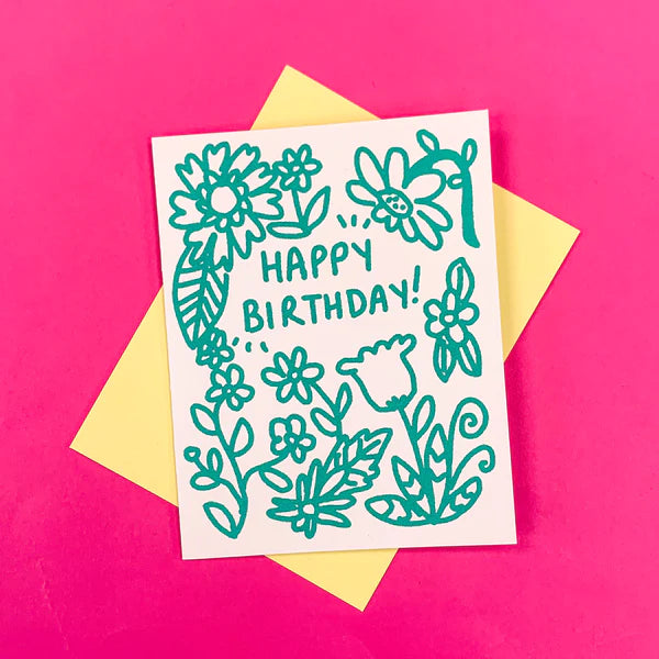 Green Floral Birthday Card