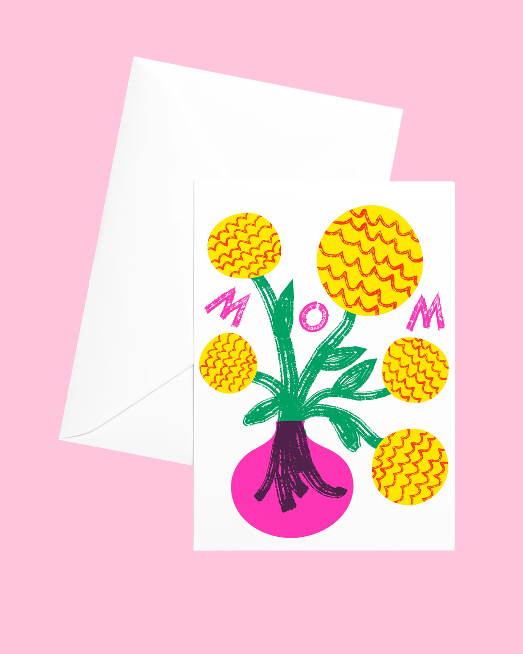Mom Modern Yellow Blooms Risograph Card
