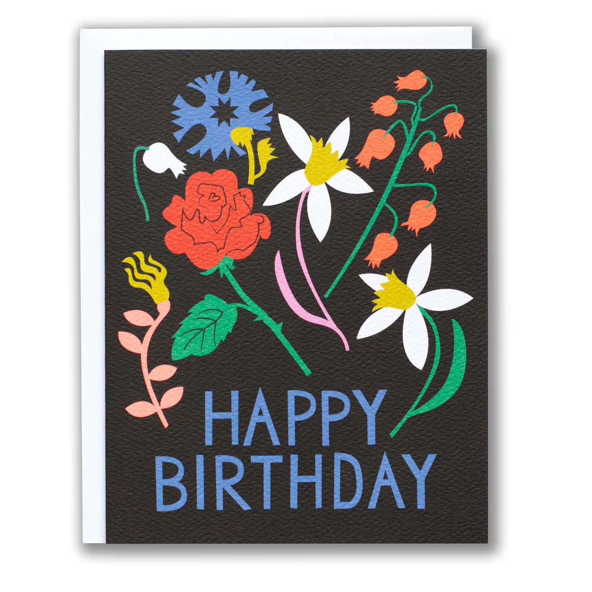 Black Floral Birthday Card