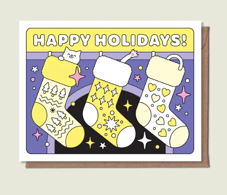 Happy Holidays Stocking Greeting Card