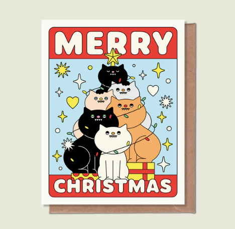 Merry Christmas Cat Greeting Card