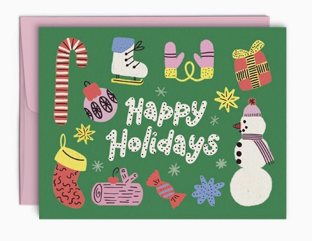 Happy Holidays Green Greeting Card