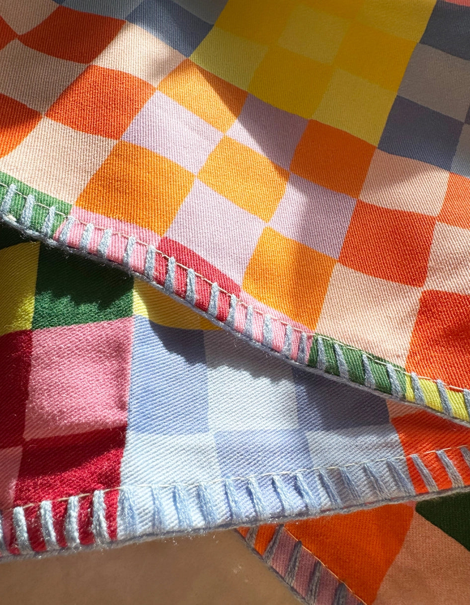 Multi Colour Check Tea Towel