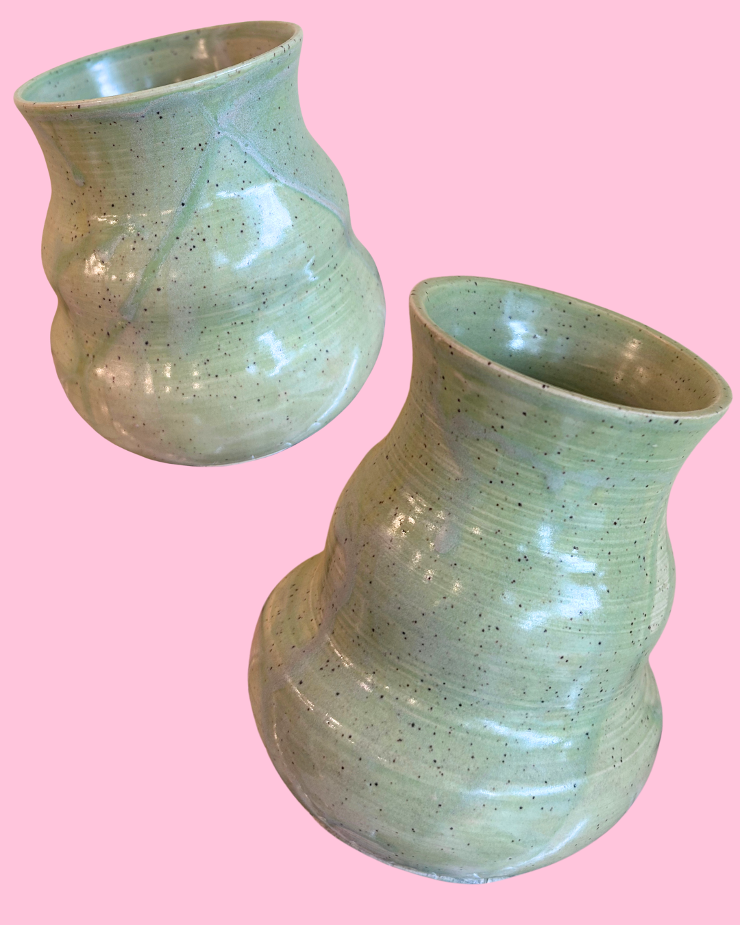 Speckled Green Ceramic Vase