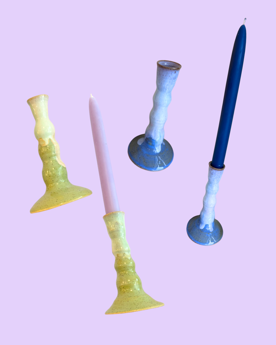 Standing Candle Holder Drip Glaze