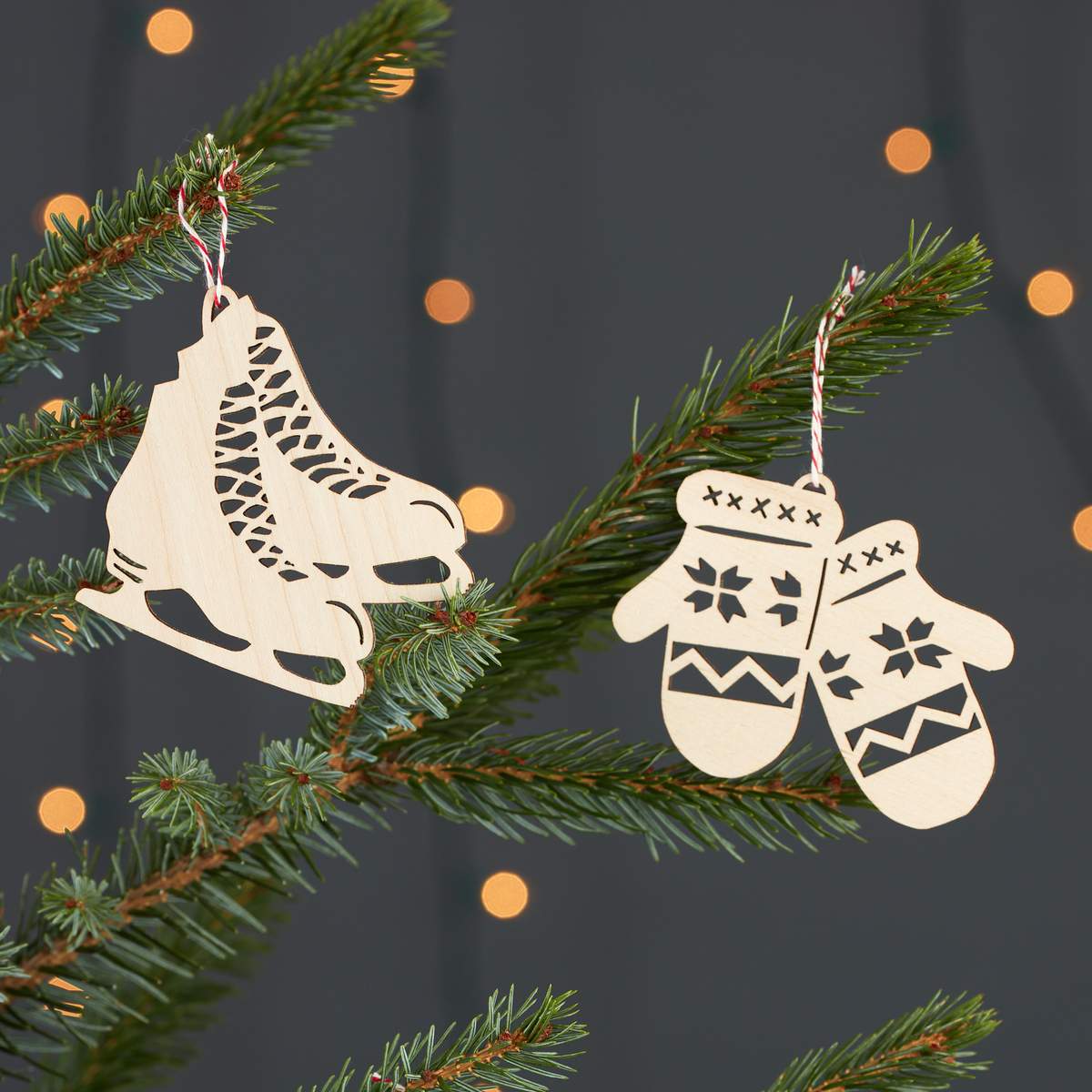 Winter Wooden Ornaments